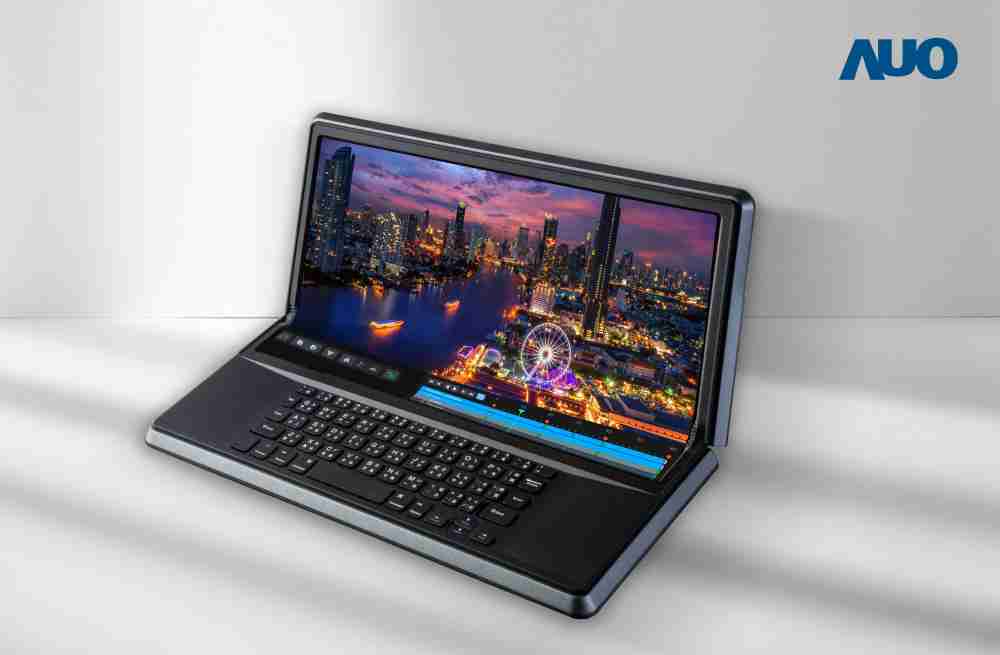 蓝狮在线14.6吋Micro LED折迭显示屏幕，，，，搭配半径4mm的弯折绞炼，，以及高画素、、、、高亮度、、高对比度的显示技术特点，，，，即便在大视角下仍保有绝佳色相与亮度